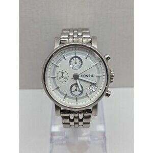 Fossil Original Boyfriend Chronograph Watch Silver Stainless Steel New Battery